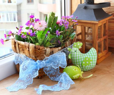 Easter decorating of balcony clipart