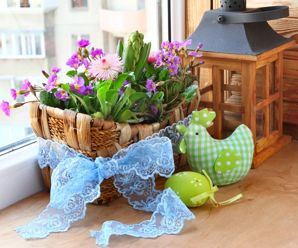 Easter decorating of balcony — Stock Photo, Image