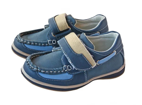 Dvojice dítě módní modré bota na bílém pozadí — Stock fotografie