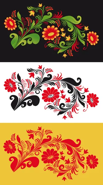 Ornamento tradicional russo em três versões em vetor —  Vetores de Stock