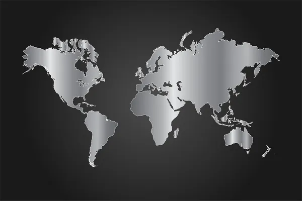 Illustration vectorielle de carte du monde noir et argent — Image vectorielle