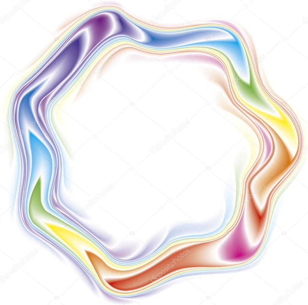Vector abstract frame. Wavy lines all colors of rainbow