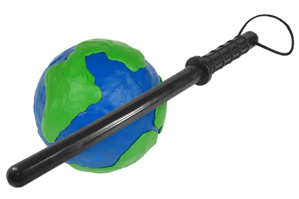 Globe and police baton — Stock Photo, Image