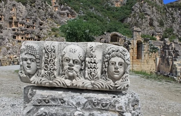 Rostos da cidade antiga Myra, Turquia — Fotografia de Stock
