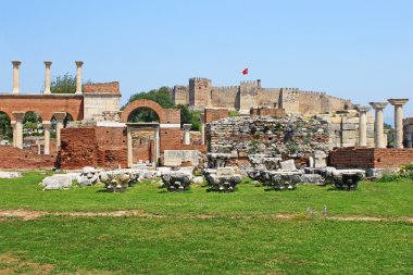 Ruins of st. Johns Basilica and the Roman Fortress at Ayasuluk H clipart