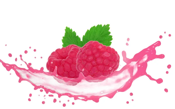 Raspberries with splash — Stock Photo, Image
