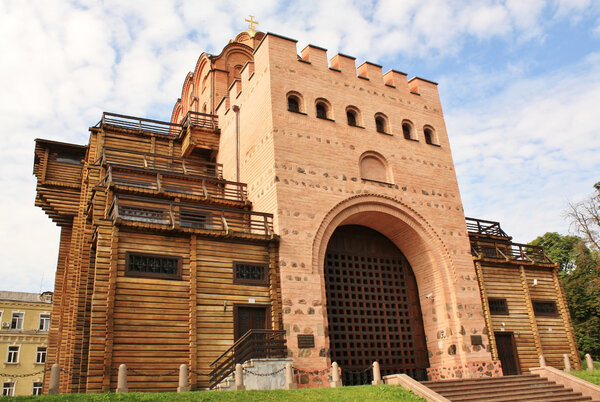 Golden Gate in Kiev with battle tower and Church of Annunciation