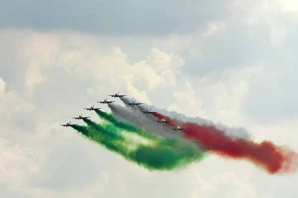 stock image Demonstrative performance of Italian aerobatic team at the air s