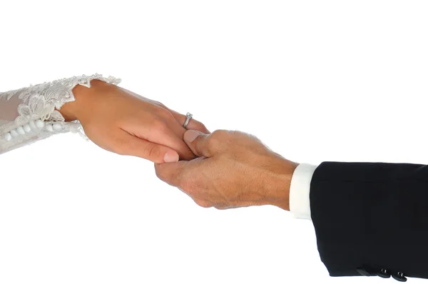 Closeup Wedding Couple Holding Hands — Stock Photo, Image