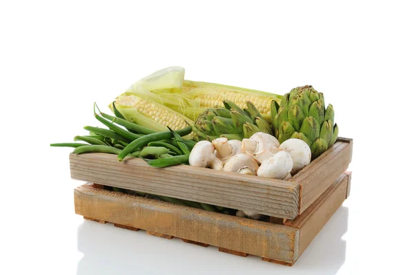 Producera låda med vegetavles — Stockfoto