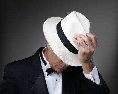 Man in Tuxedo with Panama Hat clipart