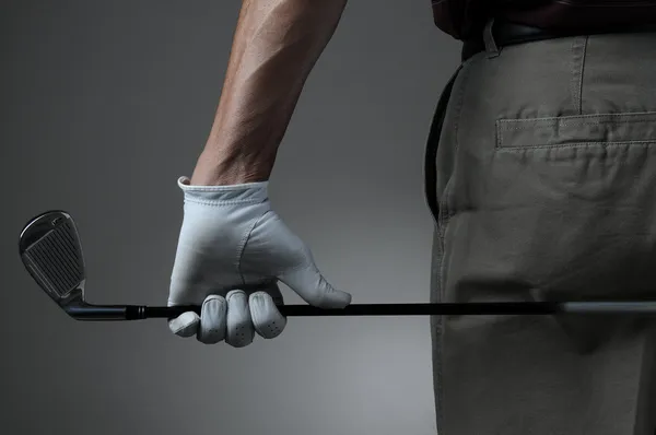 Closeup of Golfer with Club Stock Image