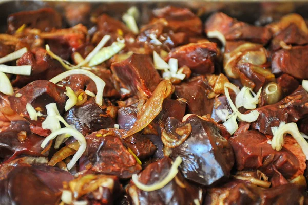 Fegato marinato, reni, polmoni carne shashlik — Foto Stock