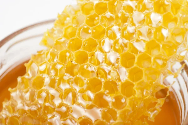Sklenice medu organických — Stock fotografie