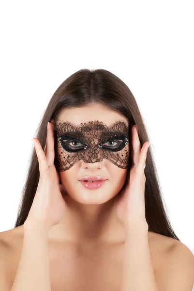Girl at mask — Stock Photo, Image