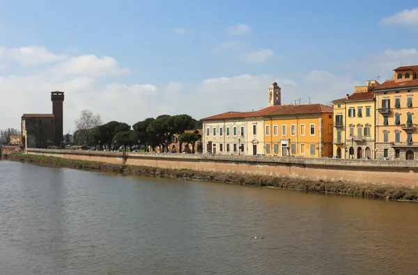 stock image River Arno panoramic view with the old citadel at the background