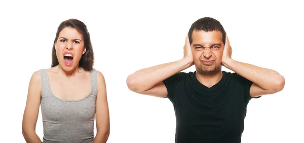 Olyckliga unga par med ett argument — Stockfoto