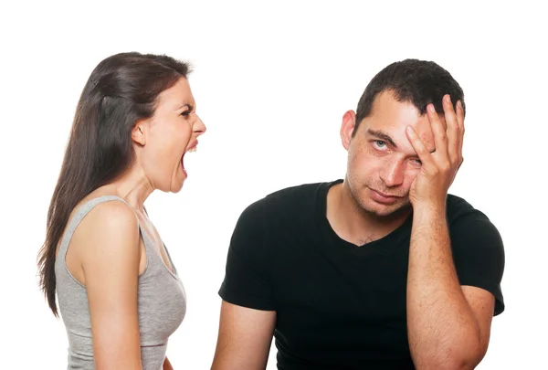 Infelice giovane coppia avendo una discussione — Foto Stock