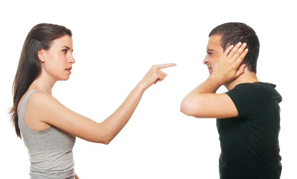 不开心的年轻夫妇在吵架 — 图库照片