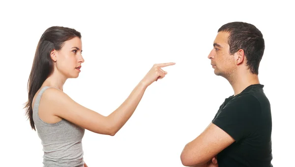 不开心的年轻夫妇在吵架 — 图库照片