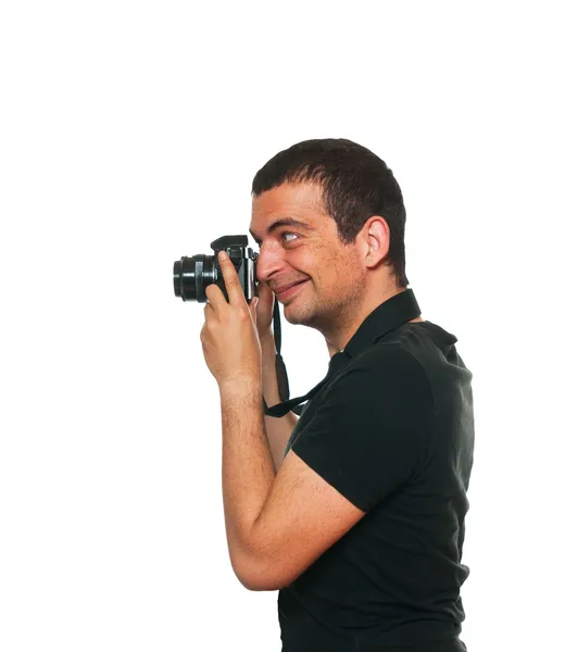 Joven macho tomando una foto . — Foto de Stock