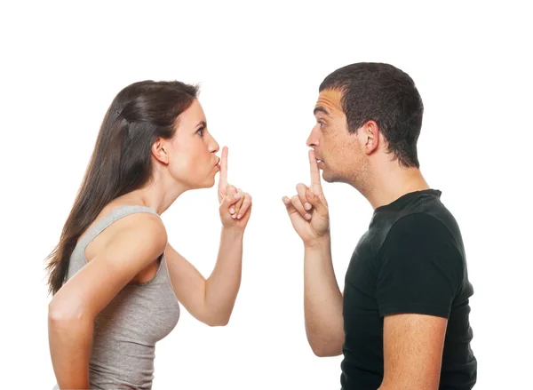 Olyckliga unga par med ett argument Stockbild