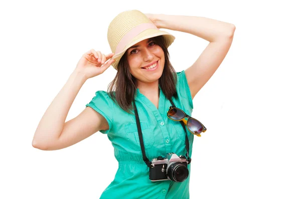Portrait of a happy young tourist — Stock Photo, Image