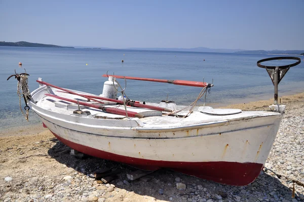 stock image Summer pleasure fishers boat on coast