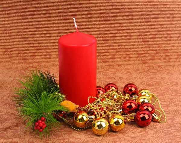 stock image Red Christmas candle and bauble