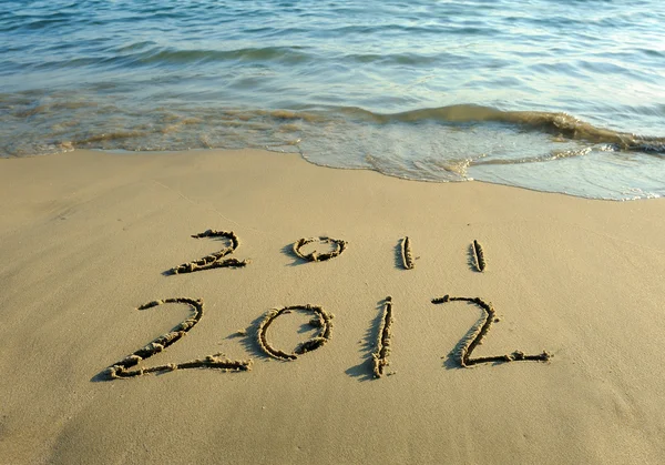 砂のビーチに 2012年新年のメッセージ — ストック写真