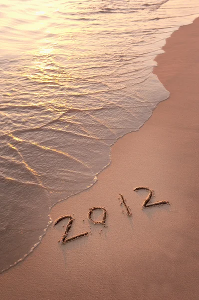 2012 roku nowa wiadomość na piaszczystej plaży — Zdjęcie stockowe