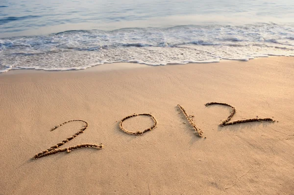2012 new year message on the sand beach — Stock Photo, Image