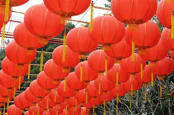 Festive chinese red lantern decorations — Stock Photo, Image