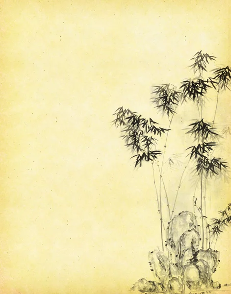 Bambus på gammel, antikk papirtekstur – stockfoto