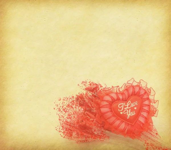 जुन्या कागदावर व्हॅलेंटाईन हृदय — स्टॉक फोटो, इमेज