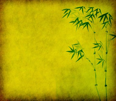 Bamboo on old grunge antique paper texture clipart