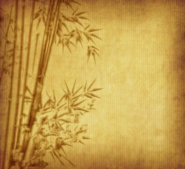 Bamboo on old grunge paper texture background clipart