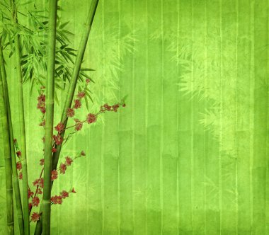 Bamboo on old grunge antique paper texture clipart