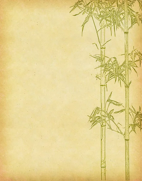 Návrh čínského bambusu stromů s texturou z ručního papíru — Stock fotografie