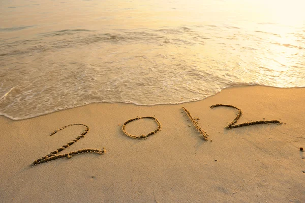Number 2012 on the beach of sunrise — Stock Photo, Image