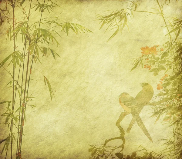 竹子在旧纸纹理背景上 — 图库照片