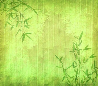 Bamboo on old grunge paper texture background clipart