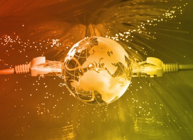 Dünya harita teknolojisi tarzı fiber optik arka plan