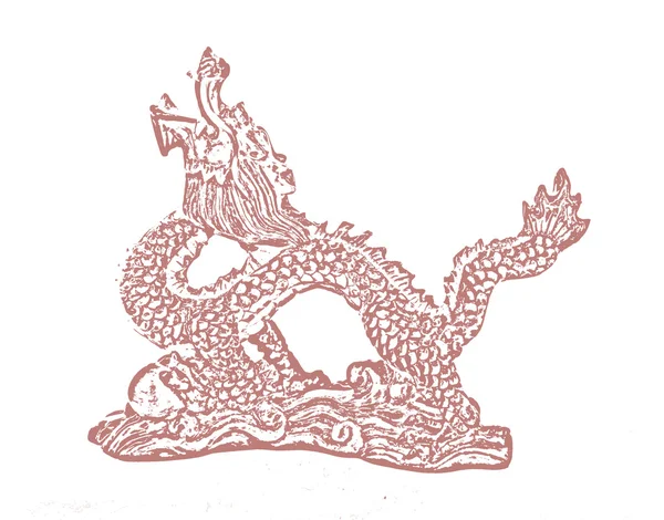 Estátua de dragão chinês colorido no fundo branco — Fotografia de Stock