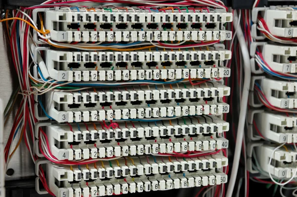 Stock image Telephone switchboard with wires