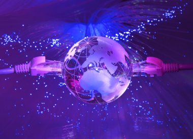 Dünya harita teknolojisi tarzı fiber optik arka plan