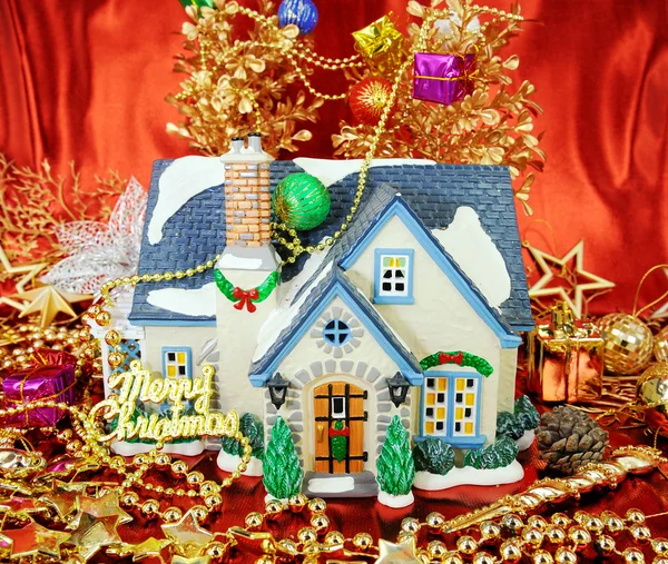 圣诞卡片与装饰的房子 — ストック写真