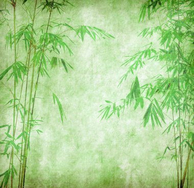 Design of chinese bamboo trees with texture of handmade paper clipart