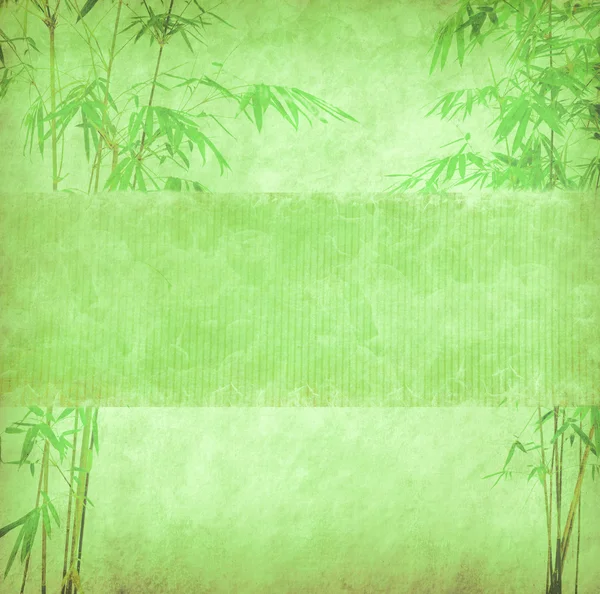 Projeto de árvores de bambu chinesas com textura de papel artesanal — Fotografia de Stock