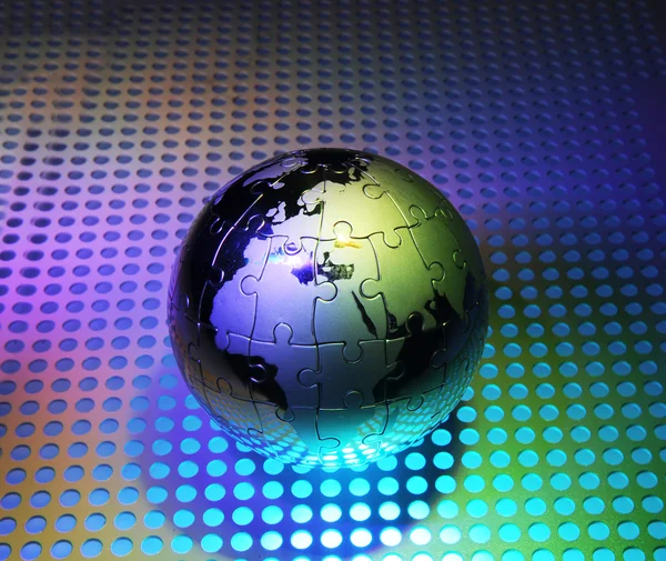 섬유 광섬유 배경 세계 지도 기술 스타일 — 스톡 사진